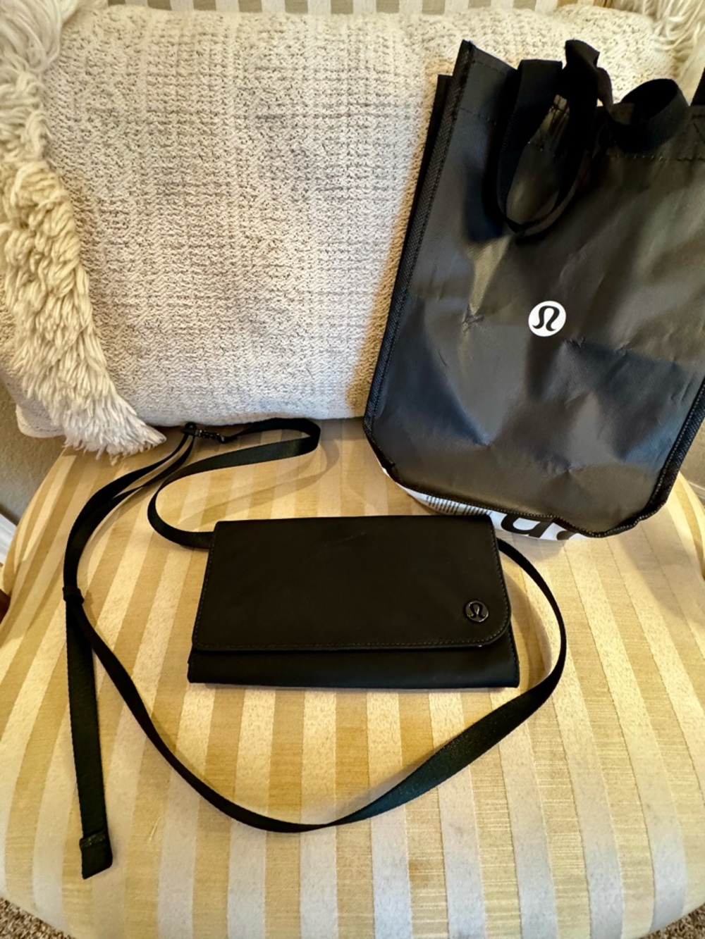 lululemon Black Nylon Crossbody with Beige Inside Trim